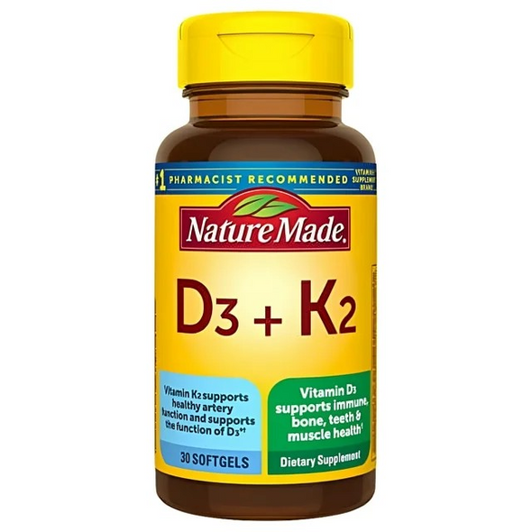Nature Made Vitamin D3 K2, 5000 IU (125 mcg), 30 Softgels Nature Made Vitamin D3 K2, 5000 IU (125 mcg), 30 Softgels