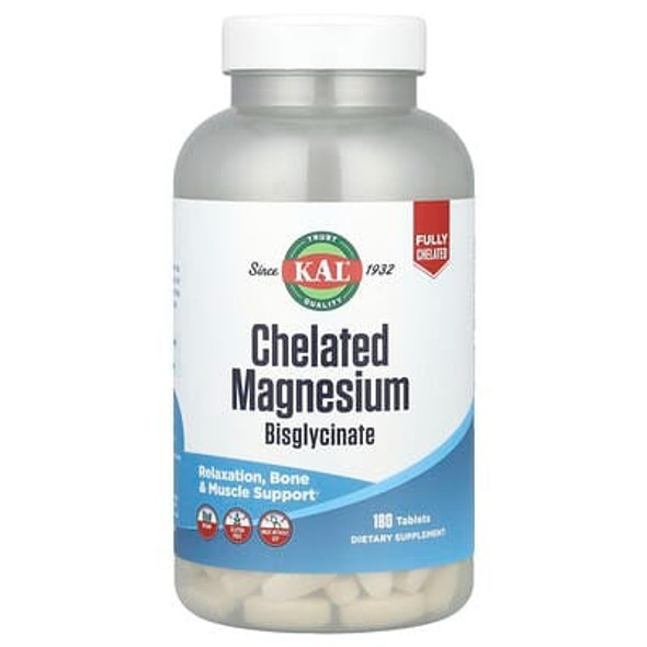KAL, Chelated Magnesium Bisglycinate, 315 mg, 180 Tablets (105 mg per Tablet) KAL, Chelated Magnesium Bisglycinate, 315 mg, 180 Tablets (105 mg per Tablet)