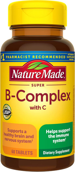 Nature Made Super B Complex with Vitamin C and Folic Acid, Dietary Supplement for Cellular Energy Support, 60 Tablets, 60 Day Supply Nature Made Super B Complex with Vitamin C and Folic Acid, Dietary Supplement for Cellular Energy Support, 60 Tablets, 60 Day Supply