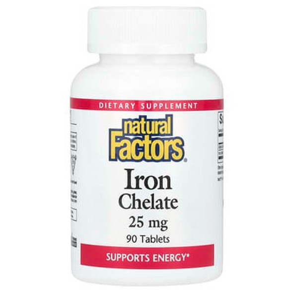 Natural Factors, Iron Chelate, 25 mg, 90 Tablets Natural Factors, Iron Chelate, 25 mg, 90 Tablets