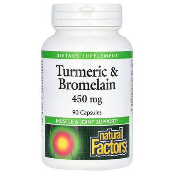 Natural Factors, Turmeric & Bromelain, 450 mg, 90 Capsules