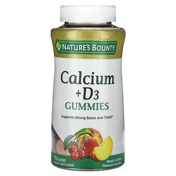 Nature's Bounty, Calcium + D3 Gummies, Peach & Cherry, 70 Gummies