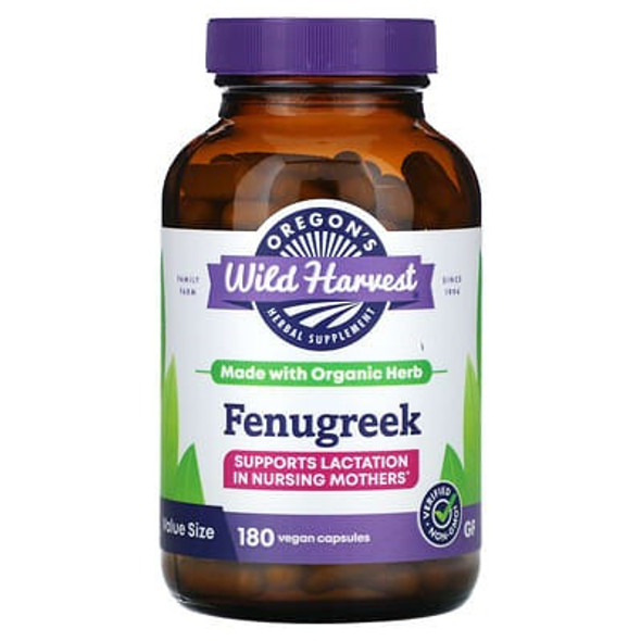 Oregon's Wild Harvest, Fenugreek, 1,500 mg, 180 Vegan Capsules (500 mg per Capsule)