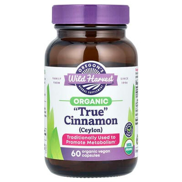Oregon's Wild Harvest, Organic "True" Cinnamon (Ceylon), 900 mg, 60 Organic Vegan Capsules (450 mg per Capsule)