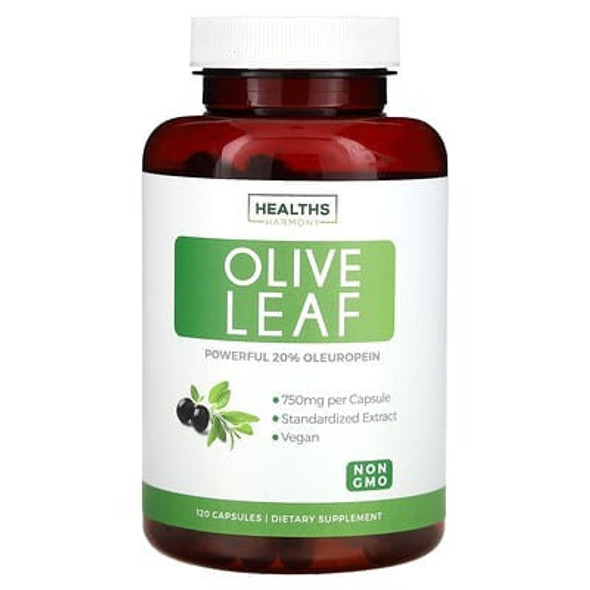 Healths Harmony, Olive Leaf, 750 mg, 120 Capsules Healths Harmony, Olive Leaf, 750 mg, 120 Capsules