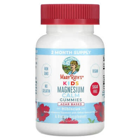 MaryRuth's, Kids Magnesium Calm Gummies, Hibiscus, 50 mg, 60 Gummies