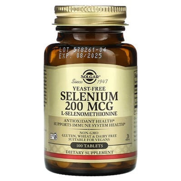 Solgar, Selenium, Yeast-Free, 200 mcg, 100 Tablets Solgar, Selenium, Yeast-Free, 200 mcg, 100 Tablets