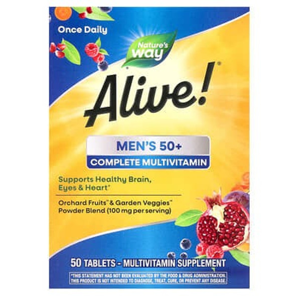 Nature's Way, Alive! Men's 50+ Complete Multivitamin, 50 Tablets Nature's Way, Alive! Men's 50+ Complete Multivitamin, 50 Tablets