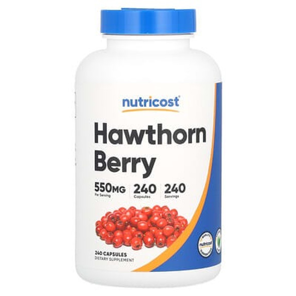 Nutricost, Hawthorn Berry, 550 mg, 240 Capsules Nutricost, Hawthorn Berry, 550 mg, 240 Capsules