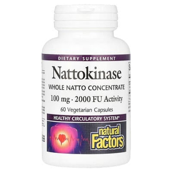 Natural Factors, Nattokinase, 100 mg, 60 Vegetarian Capsules Natural Factors, Nattokinase, 100 mg, 60 Vegetarian Capsules