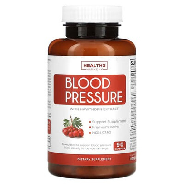 Healths Harmony, Blood Pressure with Hawthorn Extract, 90 Capsules Healths Harmony, Blood Pressure with Hawthorn Extract, 90 Capsules