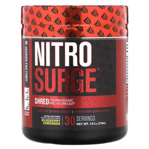 Jacked Factory, Nitro Surge, Shred Thermogenic Pre-Workout, Blueberry Lemonade, 7.61 oz (216 g)