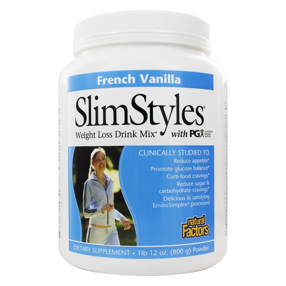 Natural Factors SlimStyles Weight Loss Drink Mix French Vanilla 1.75 Lb