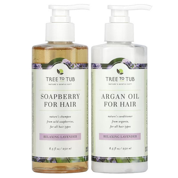 Tree To Tub, Argan Oil Moisturizing Shampoo & Conditioner Set, Sulfate Free, Hydrating for Dry Hair & Dry Scalp, Lavender, 2 Piece Set