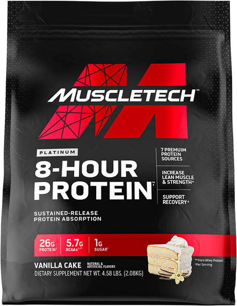 MuscleTech Platinum 8-Hour Protein Vanilla Cake 4.5 Lb