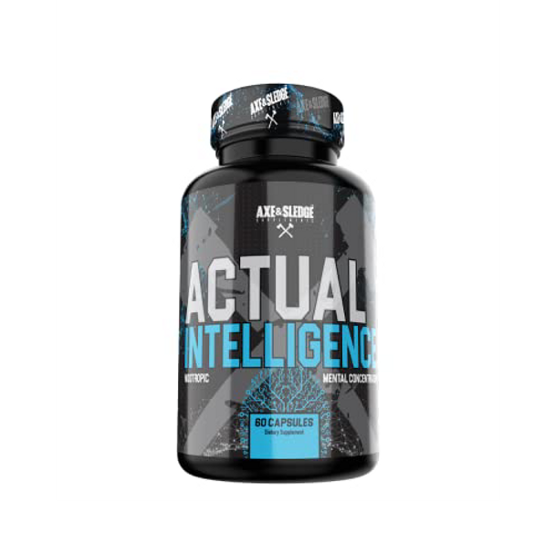 Axe & Sledge Supplement Actual Intelligence Nootropic with TeaCrine, Dynamine, Advantra Z, and PurCaf, Enhances Energy, Focus, Clarity & Concentration