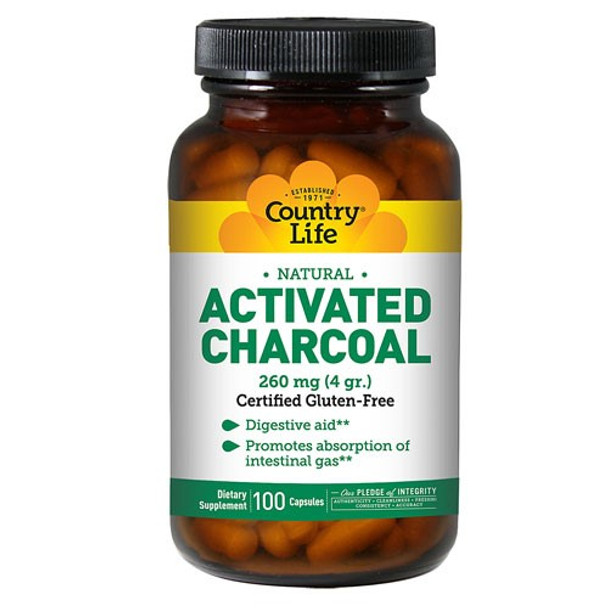 Country Life Natural Activated Charcoal 260 Mg - 100 Capsules