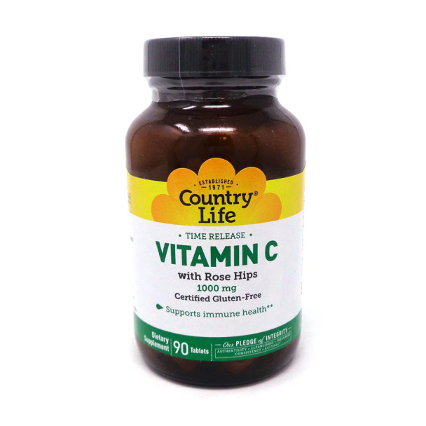 Country Life Vitamin C 1000 mg with Rose Hips Time Release 90 Tablets