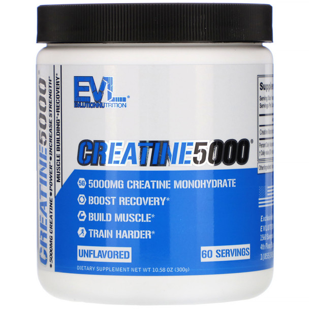 Evlution Nutrition - Creatine Monohydrate Powder 5000mg Unflavored 60 Servings - Creatine Supplement to Boost Recovery & Build Muscle