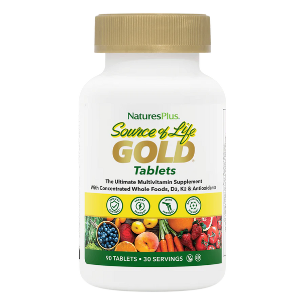 Nature's Plus Source Of Life Gold, Tablets Ultimate Multi-Vitamin with Concentrated Whole Foods - 90 Tablets