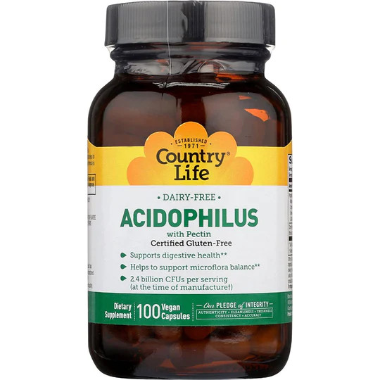 Country Life, Acidophilus With Pectin, 100 Vegan Capsules