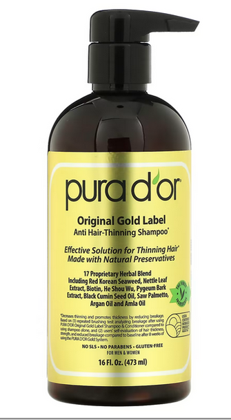 Pura D'or, Anti-Hair Thinning Shampoo, 16 fl oz (473 ml)