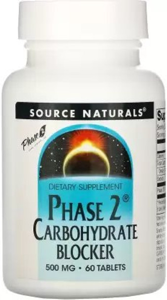 Source Naturals Phase 2 Carbohydrate Blocker, 500 mg, 60 Tablets  (60 Tablets)