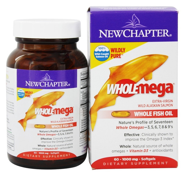 New Chapter Wholemega Fish Oil, Whole, 1000 mg, Softgels - 60 softgels