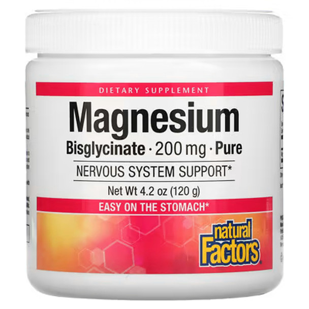 Natural Factors, Magnesium Bisglycinate, Pure, 200 mg, 4.2 oz (120 g)