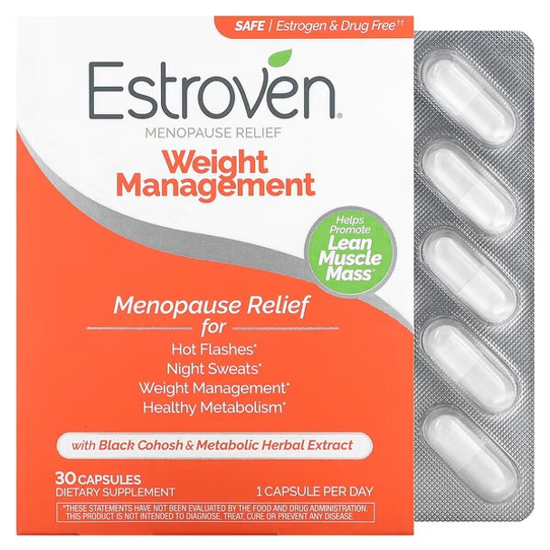 Estroven, Menopause Relief + Weight Management, 30 Capsules