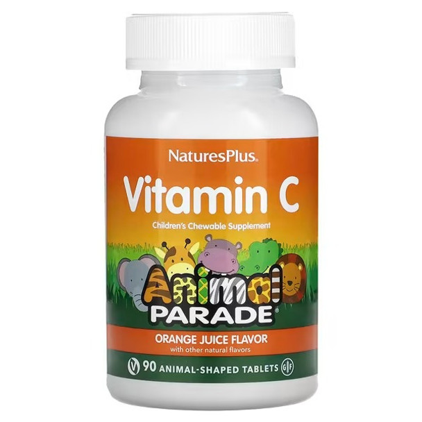 NaturesPlus, Source of Life, Animal Parade, Vitamin C, Orange Juice, 90 Animal-Shaped Tablets