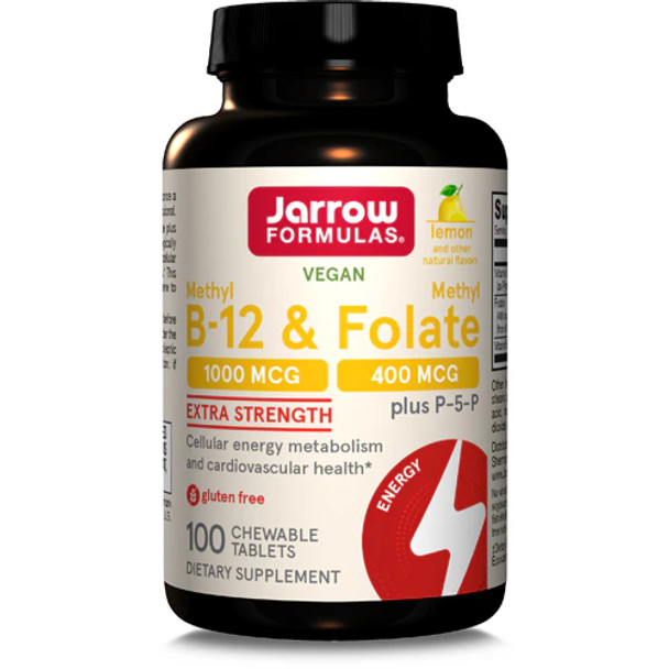 Jarrow Formulas, Methyl B-12 & Methyl Folate, Lemon, 100 Chewable Tablets