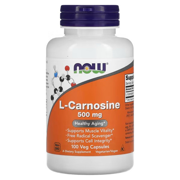 NOW Foods, L-Carnosine, 500 mg, 100 Veg Capsules