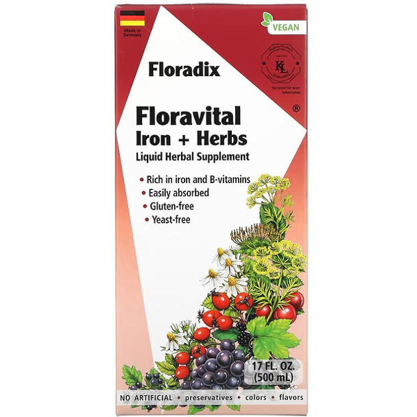 Gaia Herbs, Floradix, Floravital Iron + Herbs, 17 fl oz (500 ml)