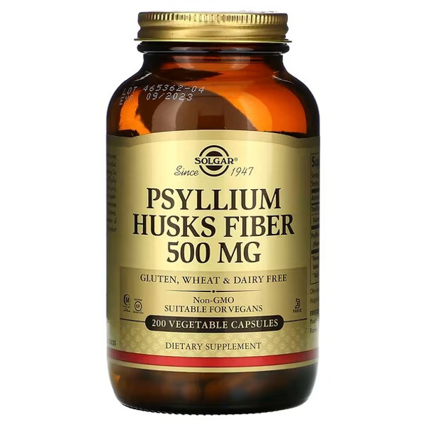 Solgar, Psyllium Husks Fiber, 500 mg, 200 Vegetable Capsules
