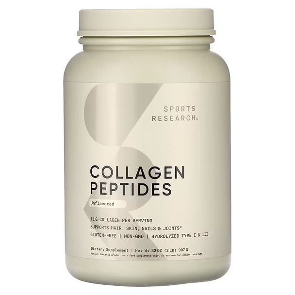 Sports Research, Collagen Peptides, Hydrolyzed Type I & III Collagen, Unflavored, 32 oz (907 g)