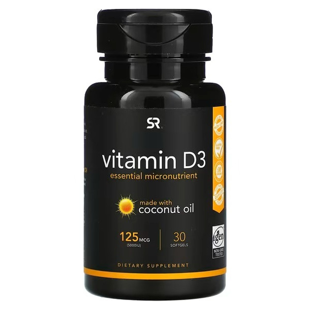 Sports Research, Vitamin D3, 125 mcg (5,000 IU), 30 Softgels