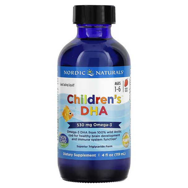 Nordic Naturals Children's DHA, Ages 1-6, Strawberry, 530 mg, 4 fl oz (119 ml)