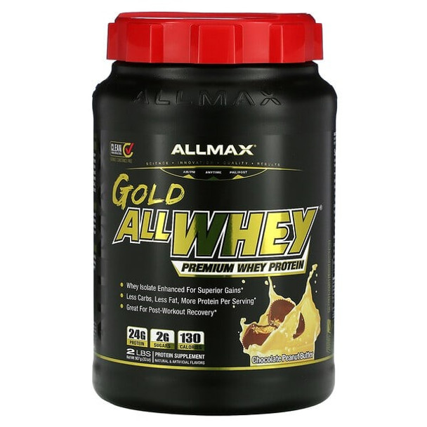 ALLMAX, Gold AllWhey, 100% Premium Whey Protein, Chocolate Peanut Butter, 2 lbs (907 g)