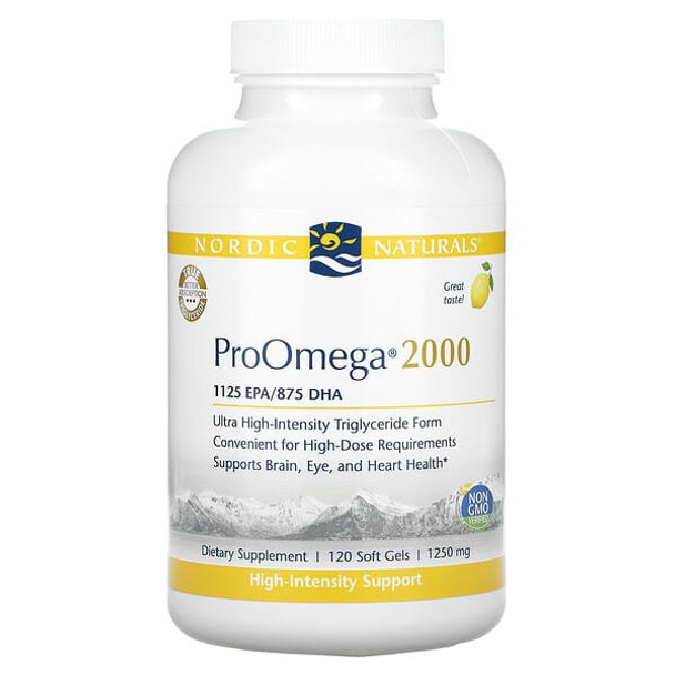 Nordic Naturals, ProOmega 2000, Lemon, 1,250 mg, 120 Soft Gels