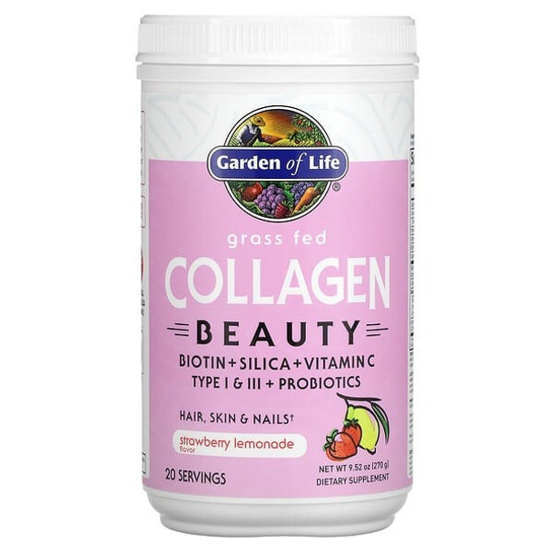 Garden of Life, Grass Fed Collagen Beauty, Strawberry Lemonade, 9.52 oz (270 g)