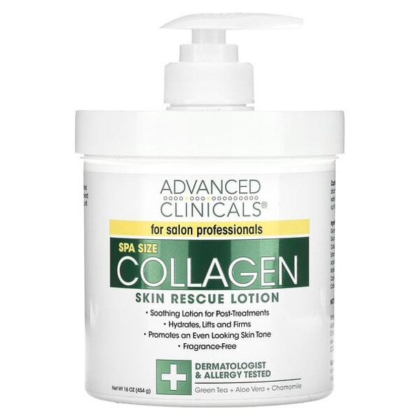 Advanced Clinicals, Collagen, Skin Rescue Lotion, Fragrance Free, 16 oz (454 g)