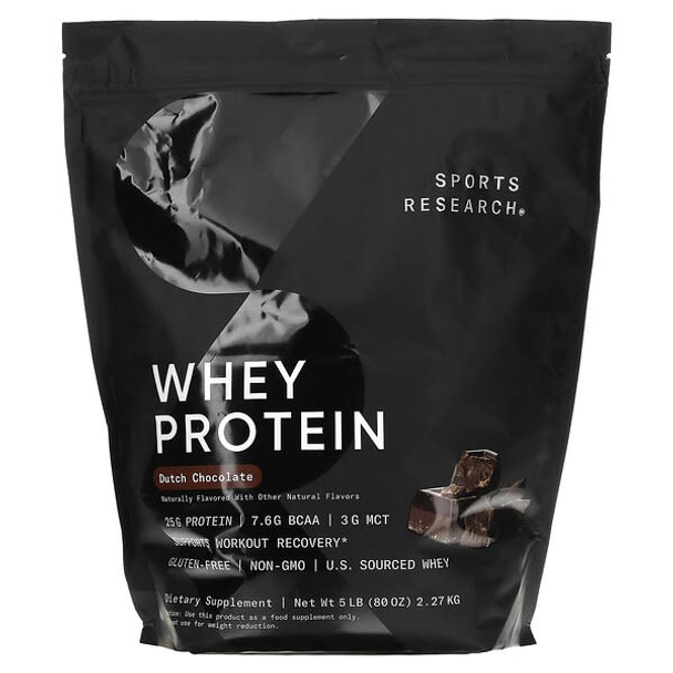 Sports Research, Whey Protein, Dutch Chocolate, 5 lbs (2.27 kg)