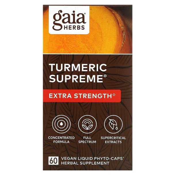 Gaia Herbs, Turmeric Supreme, Extra Strength, 60 Vegan Liquid Phyto-Caps