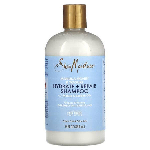 SheaMoisture, Manuka Honey & Yogurt, Hydrate + Repair Shampoo with Mafura & Baobab Oils, 13 fl oz (384 ml)