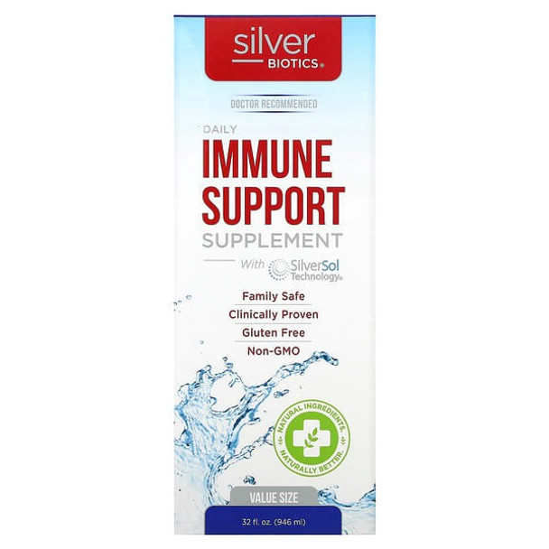 American Biotech Labs, Silver Biotics, Daily Immune Support Supplement with SilverSol Technology, 32 fl oz (946 ml)