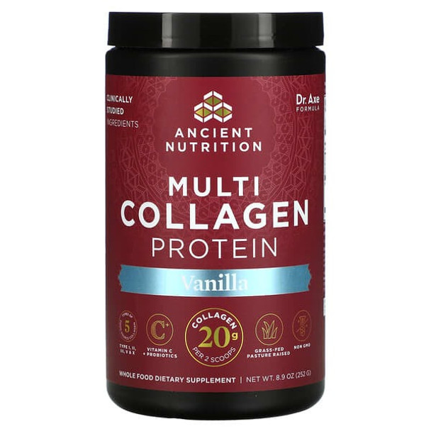 Dr. Axe / Ancient Nutrition, Multi Collagen Protein, Vanilla, 8.9 oz (252 g)