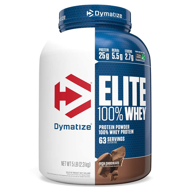 Elite 100% Whey Protein, 2.27 kg (5 lb), Rich Chocolate, Dymatize