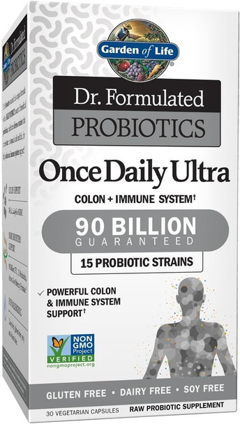 dr formulated probiotics 90 billion, Once Daily Ultra - 30 Vegetarian Capsules, Garden of Life
