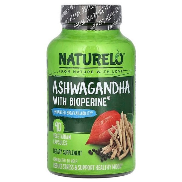 NATURELO, Ashwagandha With BioPerine®, 90 Vegetarian Capsules